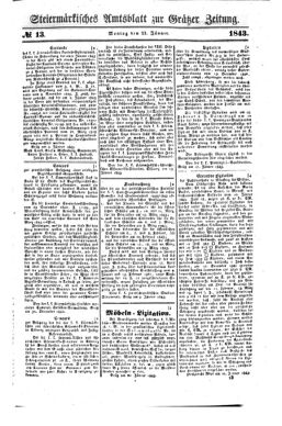 Steyermärkisches Amtsblatt zur Grätzer Zeitung 18430123 Seite: 1