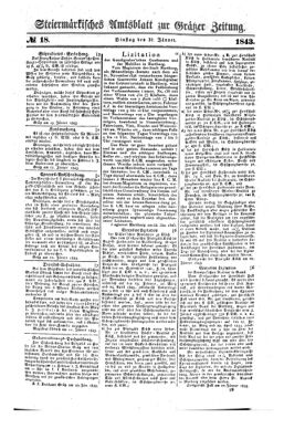 Steyermärkisches Amtsblatt zur Grätzer Zeitung 18430131 Seite: 1