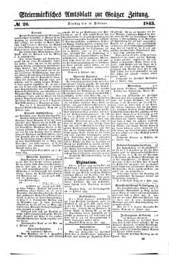 Steyermärkisches Amtsblatt zur Grätzer Zeitung 18430214 Seite: 1