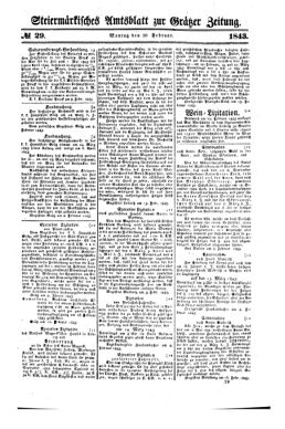 Steyermärkisches Amtsblatt zur Grätzer Zeitung 18430220 Seite: 1