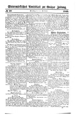 Steyermärkisches Amtsblatt zur Grätzer Zeitung 18430221 Seite: 1