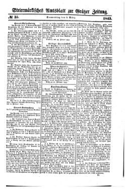 Steyermärkisches Amtsblatt zur Grätzer Zeitung 18430302 Seite: 1