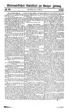 Steyermärkisches Amtsblatt zur Grätzer Zeitung 18430304 Seite: 1