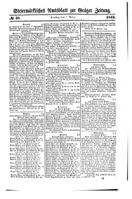 Steyermärkisches Amtsblatt zur Grätzer Zeitung 18430307 Seite: 1