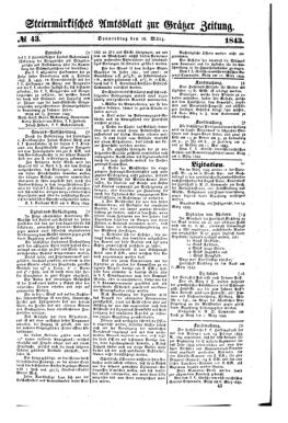 Steyermärkisches Amtsblatt zur Grätzer Zeitung 18430316 Seite: 1