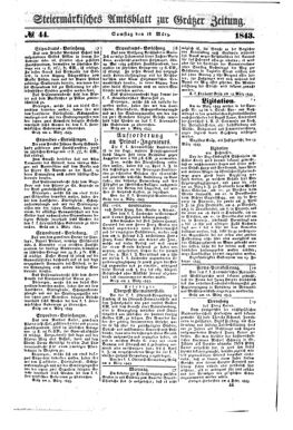 Steyermärkisches Amtsblatt zur Grätzer Zeitung 18430318 Seite: 1