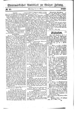 Steyermärkisches Amtsblatt zur Grätzer Zeitung 18430321 Seite: 1