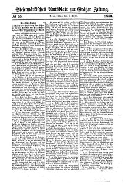 Steyermärkisches Amtsblatt zur Grätzer Zeitung 18430406 Seite: 1