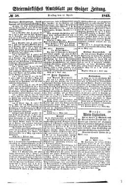 Steyermärkisches Amtsblatt zur Grätzer Zeitung 18430411 Seite: 1