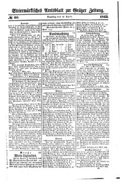 Steyermärkisches Amtsblatt zur Grätzer Zeitung 18430415 Seite: 1