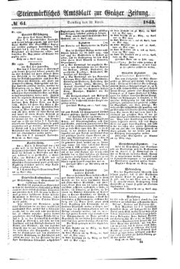 Steyermärkisches Amtsblatt zur Grätzer Zeitung 18430422 Seite: 1