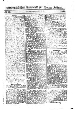 Steyermärkisches Amtsblatt zur Grätzer Zeitung 18430427 Seite: 1