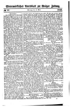 Steyermärkisches Amtsblatt zur Grätzer Zeitung 18430515 Seite: 1