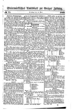 Steyermärkisches Amtsblatt zur Grätzer Zeitung 18430516 Seite: 1