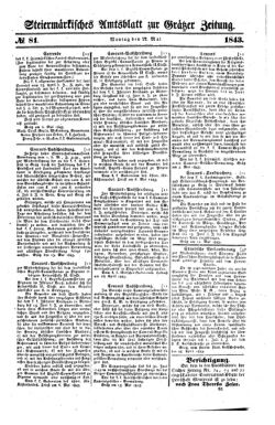 Steyermärkisches Amtsblatt zur Grätzer Zeitung 18430522 Seite: 1