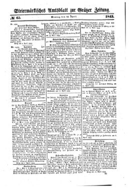 Steyermärkisches Amtsblatt zur Grätzer Zeitung 18430524 Seite: 1