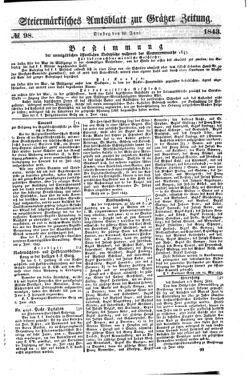 Steyermärkisches Amtsblatt zur Grätzer Zeitung 18430620 Seite: 1