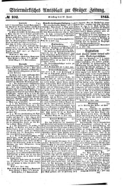 Steyermärkisches Amtsblatt zur Grätzer Zeitung 18430627 Seite: 1