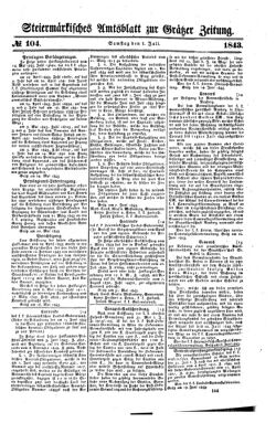 Steyermärkisches Amtsblatt zur Grätzer Zeitung 18430701 Seite: 1