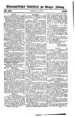 Steyermärkisches Amtsblatt zur Grätzer Zeitung 18430704 Seite: 1