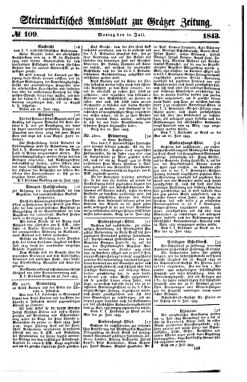 Steyermärkisches Amtsblatt zur Grätzer Zeitung 18430710 Seite: 1