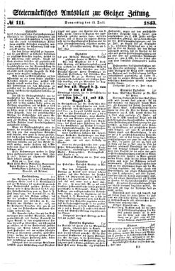 Steyermärkisches Amtsblatt zur Grätzer Zeitung 18430713 Seite: 1