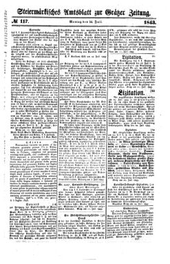 Steyermärkisches Amtsblatt zur Grätzer Zeitung 18430724 Seite: 1