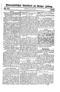 Steyermärkisches Amtsblatt zur Grätzer Zeitung 18430725 Seite: 1