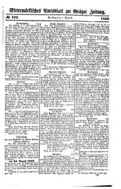 Steyermärkisches Amtsblatt zur Grätzer Zeitung 18430801 Seite: 1