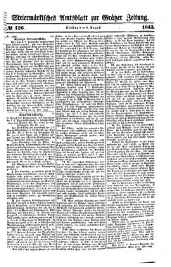 Steyermärkisches Amtsblatt zur Grätzer Zeitung 18430808 Seite: 1