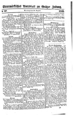 Steyermärkisches Amtsblatt zur Grätzer Zeitung 18430828 Seite: 1