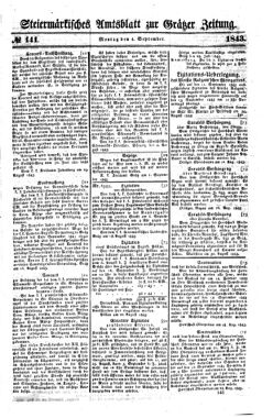 Steyermärkisches Amtsblatt zur Grätzer Zeitung 18430904 Seite: 1