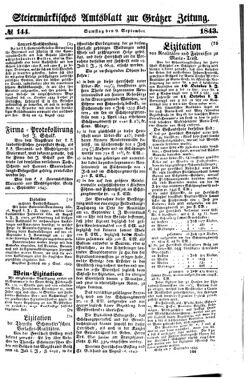 Steyermärkisches Amtsblatt zur Grätzer Zeitung 18430909 Seite: 1