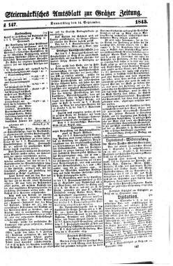 Steyermärkisches Amtsblatt zur Grätzer Zeitung 18430914 Seite: 1