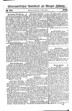 Steyermärkisches Amtsblatt zur Grätzer Zeitung 18431102 Seite: 1