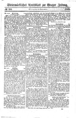 Steyermärkisches Amtsblatt zur Grätzer Zeitung 18431113 Seite: 1