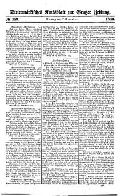 Steyermärkisches Amtsblatt zur Grätzer Zeitung 18431127 Seite: 1