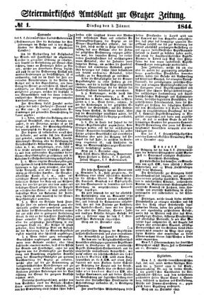 Steyermärkisches Amtsblatt zur Grätzer Zeitung 18440102 Seite: 1