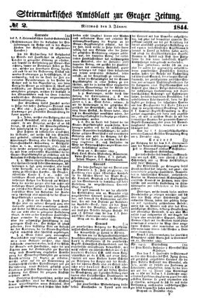 Steyermärkisches Amtsblatt zur Grätzer Zeitung 18440103 Seite: 1