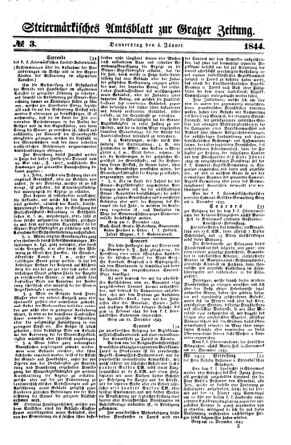 Steyermärkisches Amtsblatt zur Grätzer Zeitung 18440104 Seite: 1