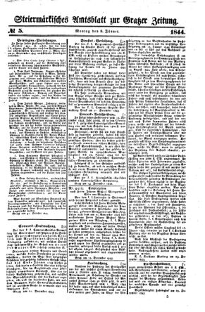 Steyermärkisches Amtsblatt zur Grätzer Zeitung 18440108 Seite: 1