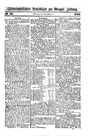 Steyermärkisches Amtsblatt zur Grätzer Zeitung 18440122 Seite: 1