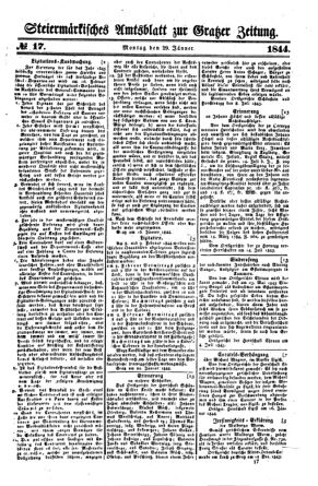 Steyermärkisches Amtsblatt zur Grätzer Zeitung 18440129 Seite: 1