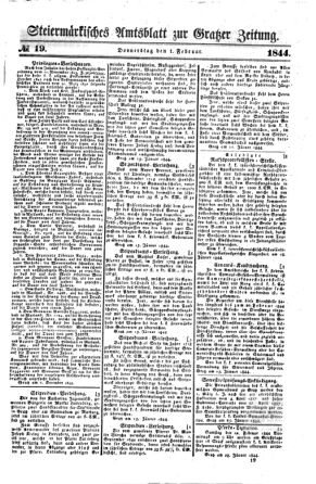 Steyermärkisches Amtsblatt zur Grätzer Zeitung 18440201 Seite: 1