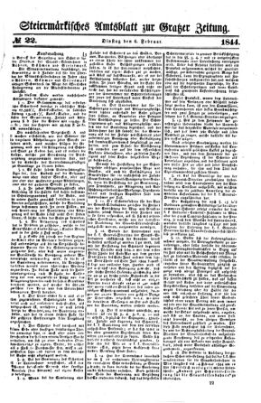 Steyermärkisches Amtsblatt zur Grätzer Zeitung 18440206 Seite: 1