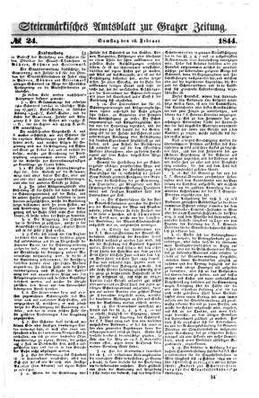 Steyermärkisches Amtsblatt zur Grätzer Zeitung 18440210 Seite: 1