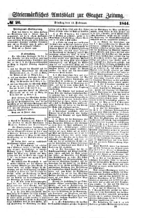 Steyermärkisches Amtsblatt zur Grätzer Zeitung 18440213 Seite: 1