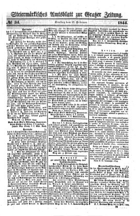 Steyermärkisches Amtsblatt zur Grätzer Zeitung 18440227 Seite: 1