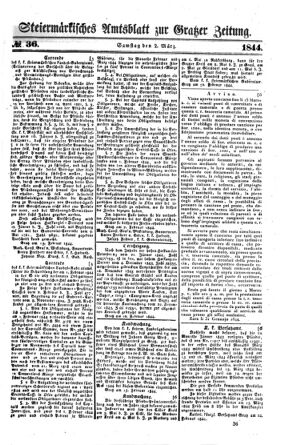 Steyermärkisches Amtsblatt zur Grätzer Zeitung 18440302 Seite: 1