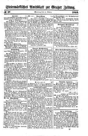 Steyermärkisches Amtsblatt zur Grätzer Zeitung 18440304 Seite: 1